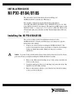 Preview for 1 page of National Instruments NI PXI-8184 Installation Manual