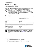Preview for 1 page of National Instruments NI sbRIO-9627 Specification
