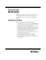 National Instruments PXI-8231 Installation Manual preview