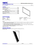 NEC LCD4215 - MultiSync - 42" LCD Flat Panel... Installation Manual предпросмотр