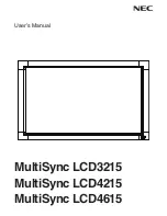 Preview for 1 page of NEC LCD4615 - MultiSync - 46" LCD Flat Panel... User Manual
