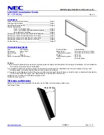 NEC LCD8205 - MultiSync - 82" LCD Flat Panel... Installation Manual preview