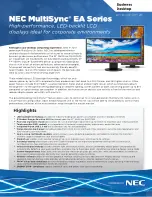 Preview for 1 page of NEC MultiSync EA243WM Specifications