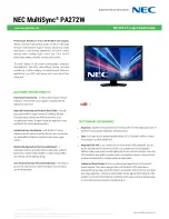 NEC MultiSync PA272W Specification preview