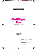 Preview for 1 page of NEC P1150 - MultiSync - 21" CRT Display Information Manual