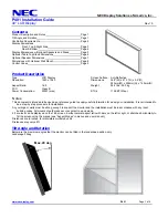 NEC P401 - MultiSync - 40" LCD Flat Panel... Installation Manual preview
