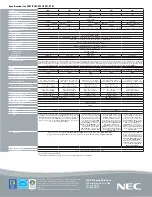 Preview for 4 page of NEC P401 - MultiSync - 40" LCD Flat Panel... Specifications
