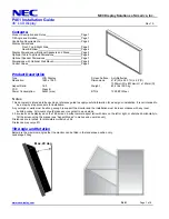 NEC P461 - MultiSync - 46" LCD Flat Panel... Installation Manual preview