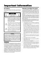Предварительный просмотр 2 страницы NEC PlasmaSync 61XM1A User Manual