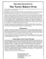Nectre Fireplaces Baker's Oven Operating Instructions Manual preview