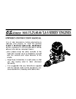 O.S. engine MAX-15 Owner'S Instruction Manual preview
