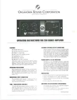 Preview for 1 page of Oklahoma Sound 321 Operating Instructions