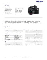 Предварительный просмотр 1 страницы Olympus E-400 Specifications