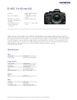 Olympus E-450 Specifications preview