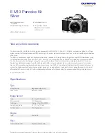 Предварительный просмотр 1 страницы Olympus E M10 Pancake Kit Silver Spesification