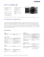 Olympus E-P1 - Digital Camera - Prosumer Specifications preview