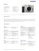 Preview for 1 page of Olympus E-PL1 Specifications
