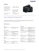 Preview for 1 page of Olympus E620 - Evolt 12.3MP Live MOS Digital SLR... Specifications