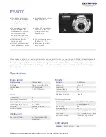 Предварительный просмотр 1 страницы Olympus FE-5000 Specifications