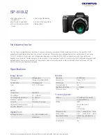 Предварительный просмотр 1 страницы Olympus SP-810UZ Specifications