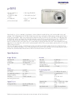 Предварительный просмотр 1 страницы Olympus Stylus 5010 Specifications