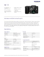 Olympus SZ-14, SZ-12 Specifications preview