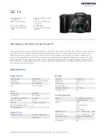 Предварительный просмотр 1 страницы Olympus SZ-14, SZ-12 Specifications