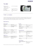 Preview for 1 page of Olympus TG 850 Specifications
