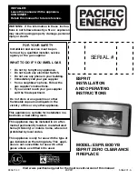 Pacific energy ESPRIT Installation And Operating Instructions Manual preview