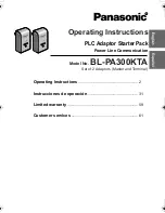 Panasonic BL-PA300KTA - High Definition Power Line Communication Ethernet Adaptor... Operating Instructions Manual preview