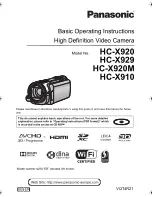 Panasonic HC-X920 Operating	 Instruction preview