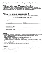 Preview for 2 page of Panasonic KX-FP200L Operating Instructions Manual