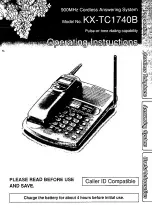 Предварительный просмотр 1 страницы Panasonic KX-TC1740B - 900 MHz Analog Cordless... Operating Instructions Manual