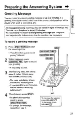 Предварительный просмотр 23 страницы Panasonic KX-TC1740B - 900 MHz Analog Cordless... Operating Instructions Manual