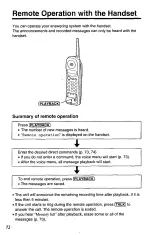 Предварительный просмотр 72 страницы Panasonic KX-TC1740B - 900 MHz Analog Cordless... Operating Instructions Manual