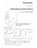 Preview for 1 page of Panasonic KX-TD7895 - Digital Spread Spedtrum... Operating Instructions Manual