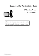Preview for 1 page of Panasonic KX-TGP600 Supplement For Administrator Manual