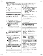 Предварительный просмотр 32 страницы Panasonic KXTG7431 - EXPAND CORDLESS ANS SYS Operating Instructions Manual