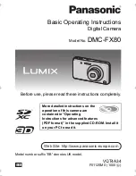Panasonic Lumix DMC-FX80 Basic Operating Instructions Manual preview