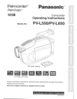 Panasonic Palmcorder Palmsight PV-L650 Operating Manual preview