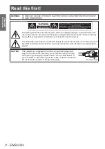 Preview for 2 page of Panasonic PT-DZ21KU Operating Instructions Manual