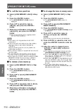 Preview for 116 page of Panasonic PT-DZ21KU Operating Instructions Manual