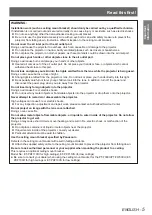 Preview for 5 page of Panasonic PT-FX400U Operating Instructions Manual