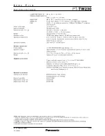 Preview for 3 page of Panasonic PT-TW230U Specification