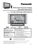 Panasonic PT43LC14 - MULTI MEDIA DISPLAY Operating Instructions Manual preview