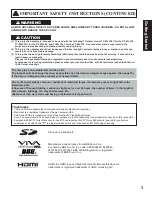 Preview for 3 page of Panasonic PT43LC14 - MULTI MEDIA DISPLAY Operating Instructions Manual