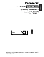 Panasonic PTLB30NTU - LCD PROJECTOR - MULTI-LANG Operating Instructions Manual preview