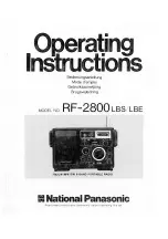 Предварительный просмотр 1 страницы Panasonic RF-2800 LBS Operating Instructions Manual