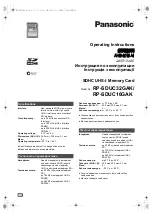 Panasonic RP-SDUC32GAK Operating Instructions Manual предпросмотр