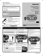 Panasonic RXD12 - RADIO CASS. W/CD-LOW Operating Instructions Manual preview